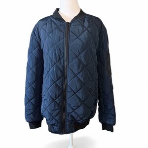 Navy Quilted Bomber Jacket large